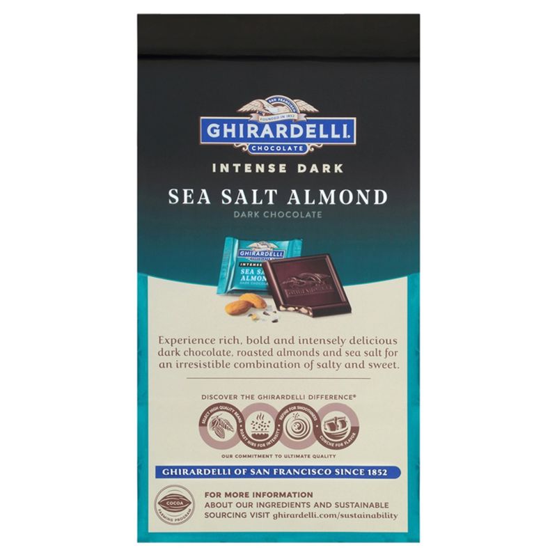 Ghirardelli Intense Dark Chocolate Squares, Sea Salt Almond, 4.12 Oz Bag