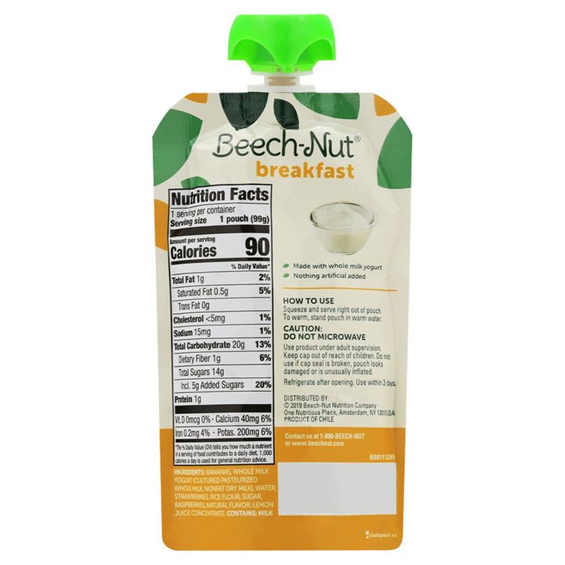 Beech-Nut Breakfast Yogurt, Banana &amp; Mixed Berry Baby Food, Stage 4, from About 12 Months, 3.5 oz