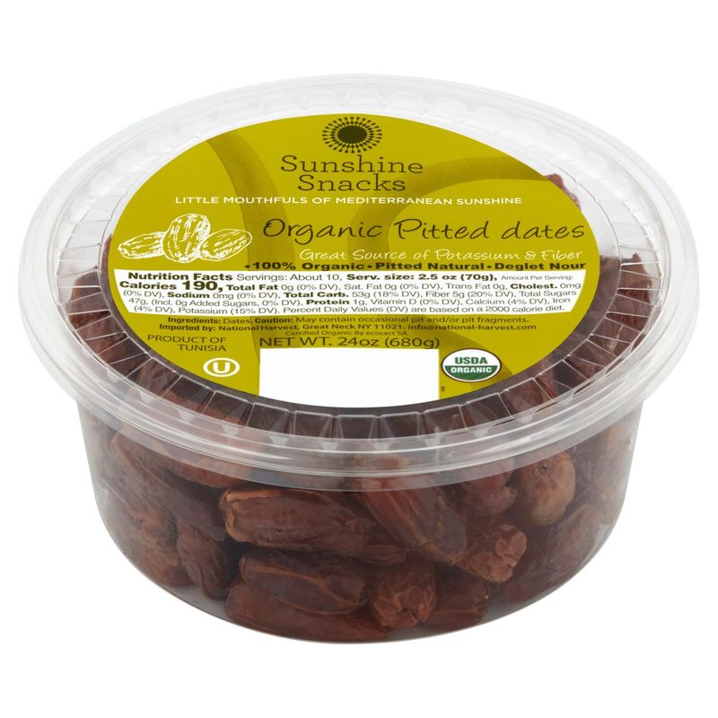 Sunshine Snacks Organic Pitted Dates, 24 oz