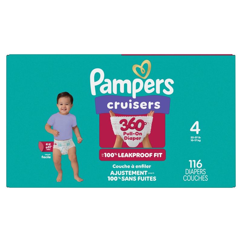Pampers Cruisers 360° Pull-On Diaper, Size 4, 22-37 lb, 116 count