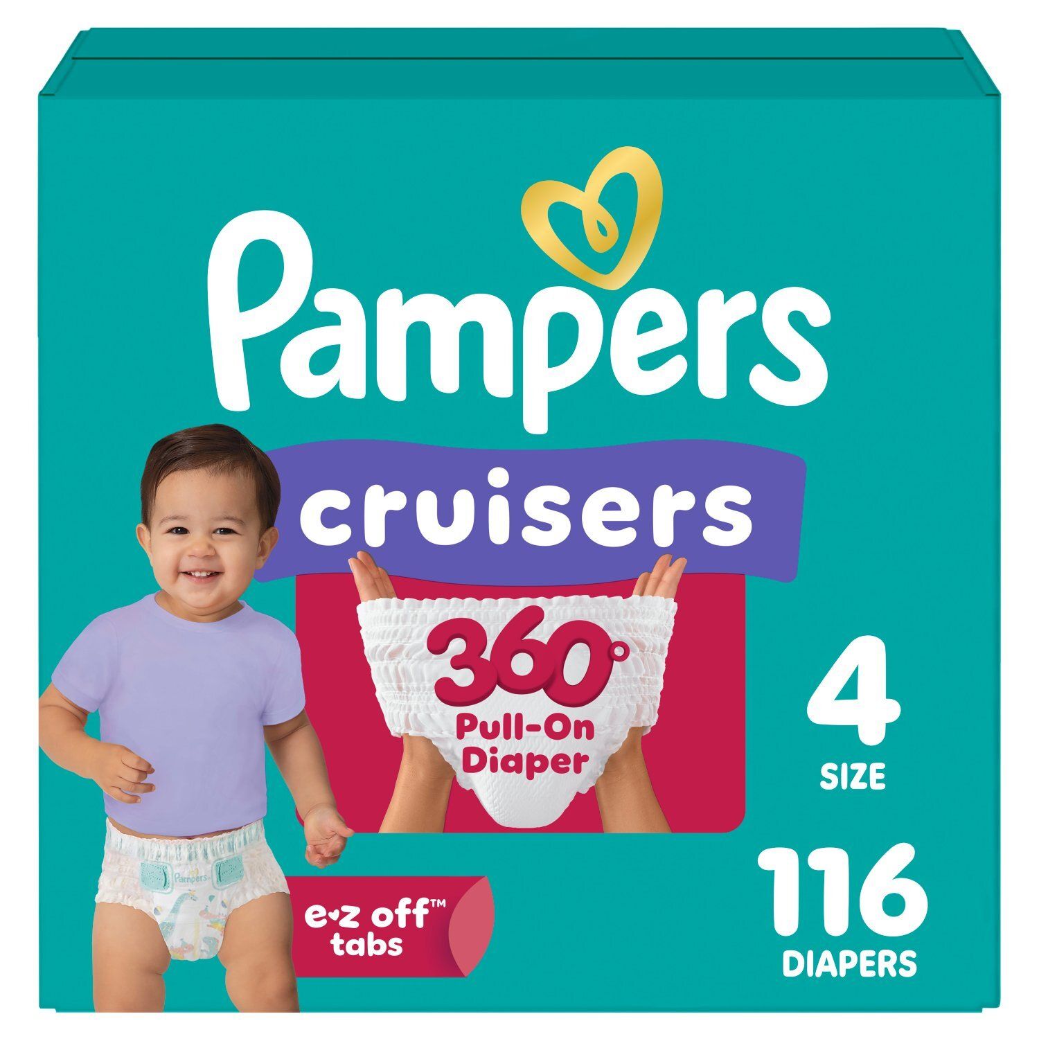 Pampers Cruisers 360° Pull-On Diaper, Size 4, 22-37 lb, 116 count