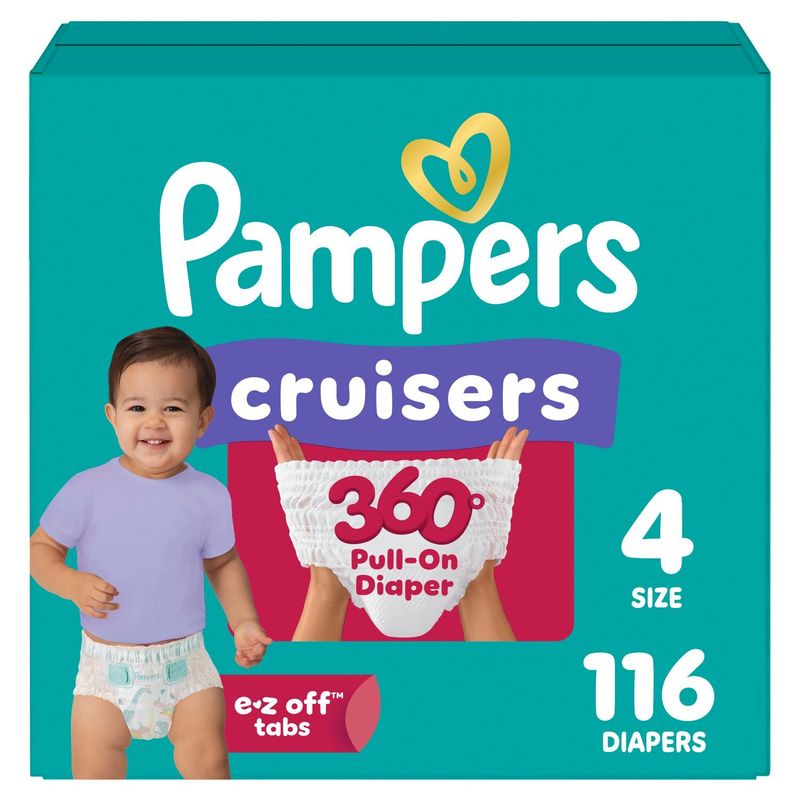 Pampers Cruisers 360° Pull-On Diaper, Size 4, 22-37 lb, 116 count