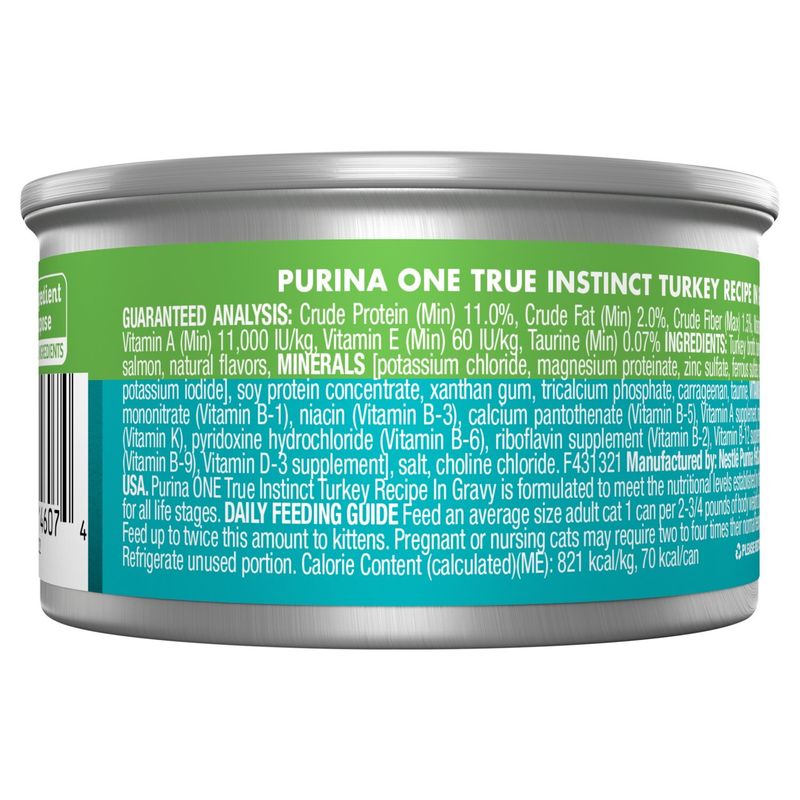 Purina ONE True Instinct Protein-Rich Turkey Recipe In Gravy Wet Cat Food, 3 oz