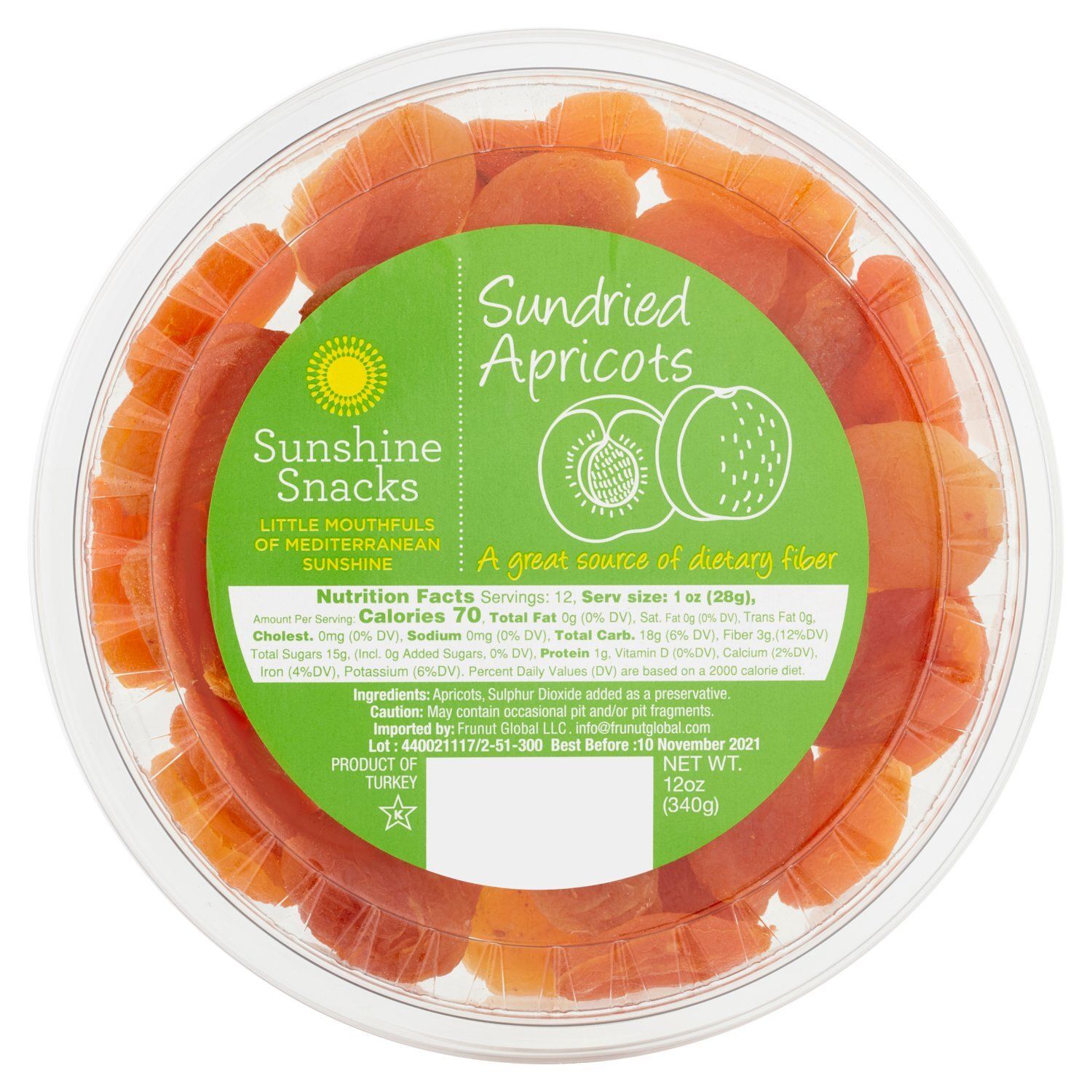 Sunshine Snacks Sundried Apricots, 12 oz