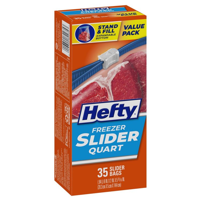 Hefty Slider Quart Size Freezer Bags Value Pack, 35 count