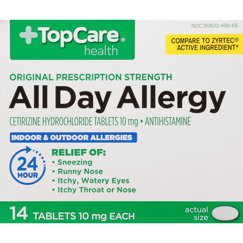 TopCare Allergy -All Day 24 Hour Cetirizine Tablets, 14 each