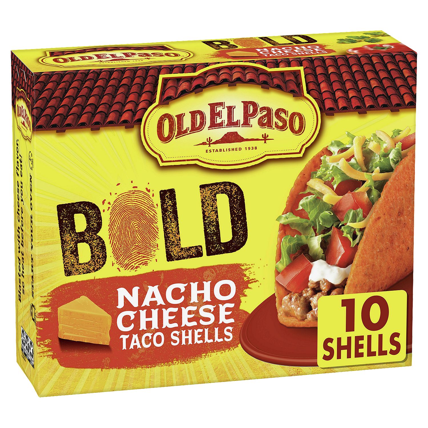Old El Paso Bold Nacho Cheese Flavored Taco Shells, 10 count, 5.4 oz