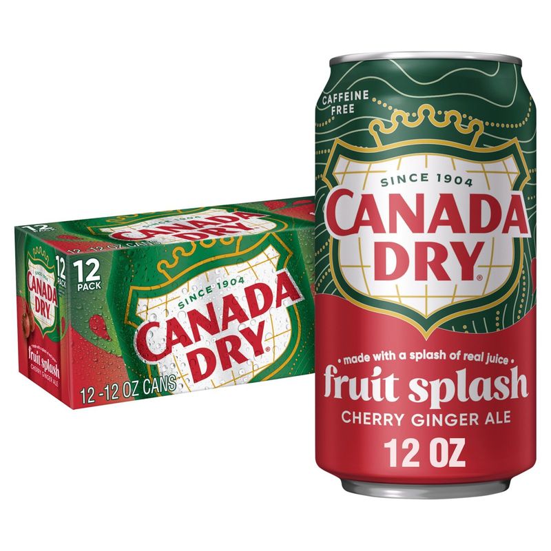 Canada Dry Fruit Splash Cherry Ginger Ale Soda, 12 fl oz, 12 count