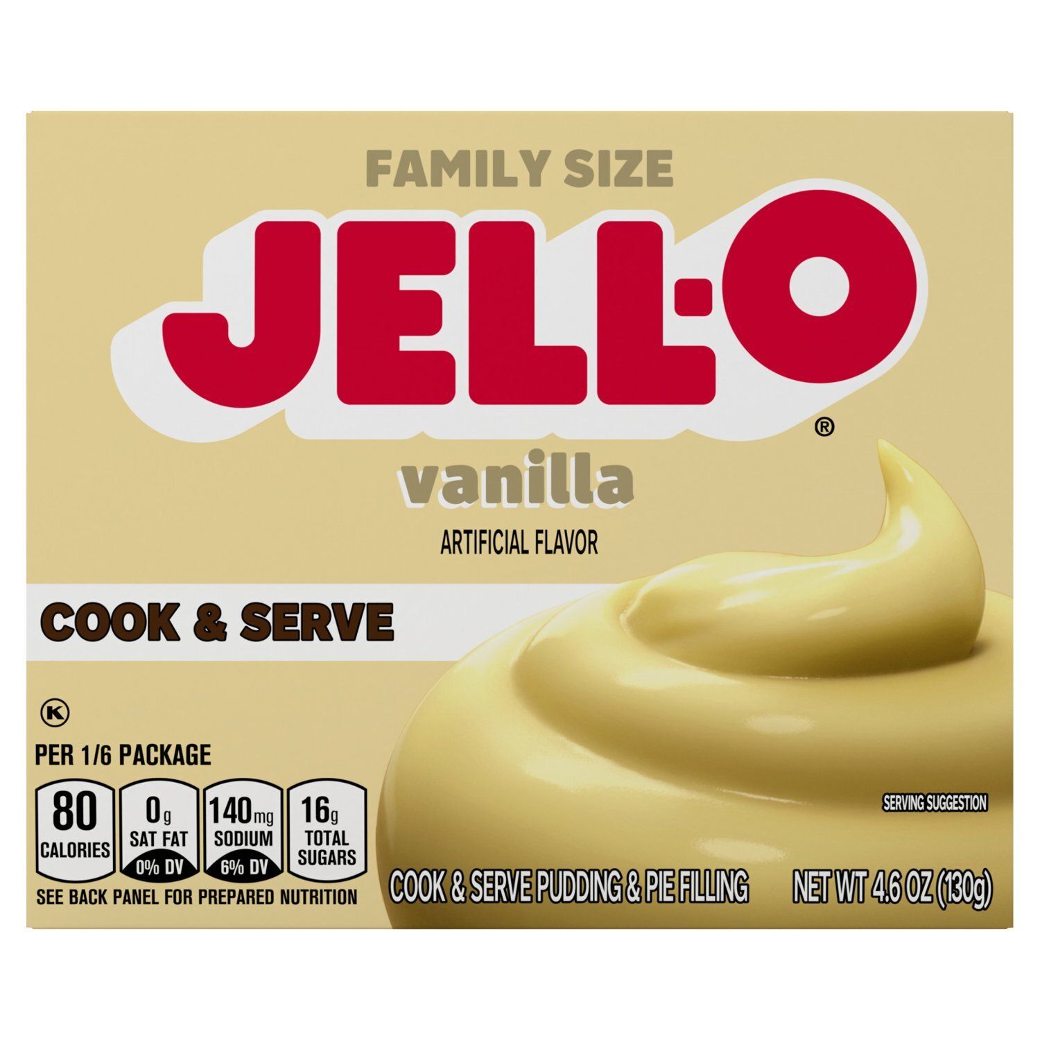 Jell-O Vanilla Cook &amp; Serve Pudding &amp; Pie Filling Family Size, 4.6 oz