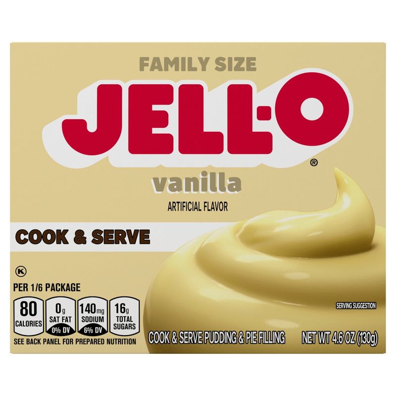 Jell-O Vanilla Cook &amp; Serve Pudding &amp; Pie Filling Family Size, 4.6 oz