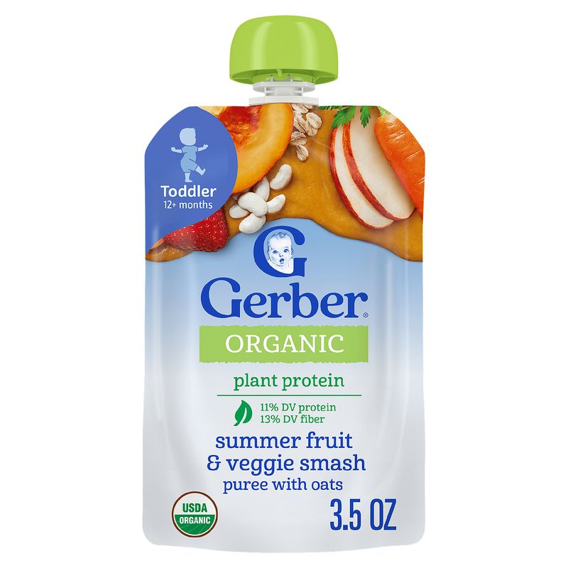 Gerber Organic Summer Fruit &amp; Veggie Smash Baby Food, Toddler 12+ months, 3.5 oz