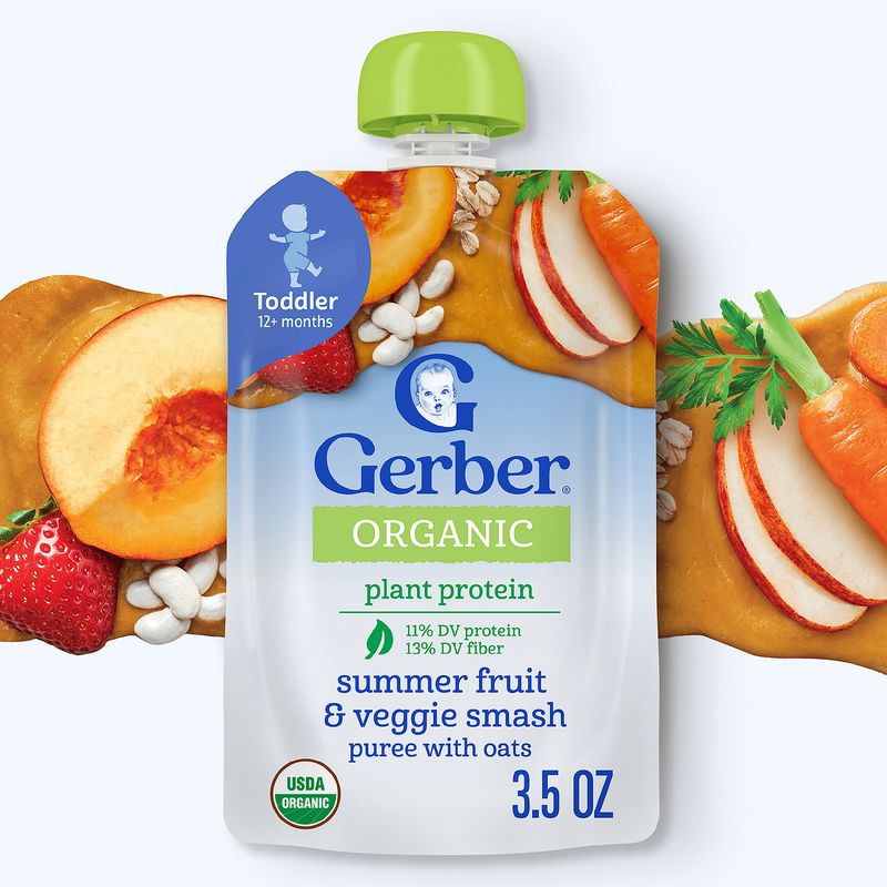 Gerber Organic Summer Fruit &amp; Veggie Smash Baby Food, Toddler 12+ months, 3.5 oz
