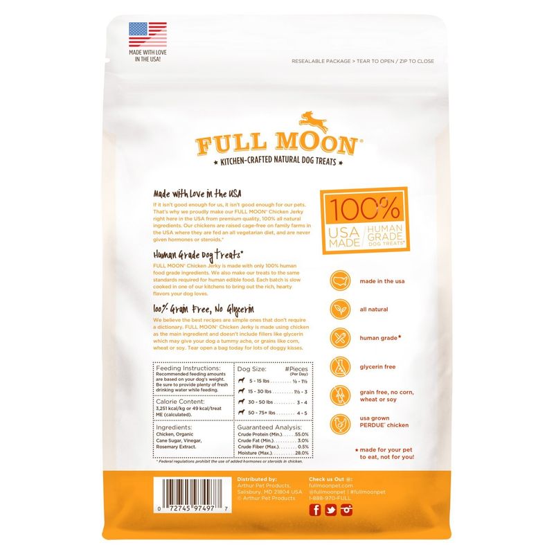 Full Moon Chicken Jerky Kitchen-Crafted Natural Dog Treats, 12 oz