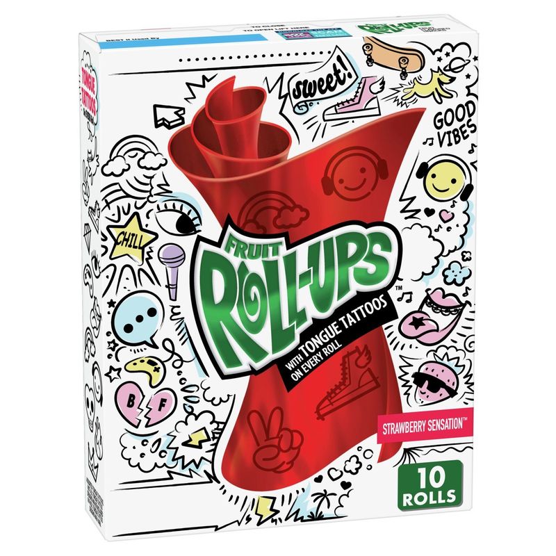 Fruit Roll-Ups Strawberry Sensation Fruit Flavored Snacks, 0.5 oz, 10 count