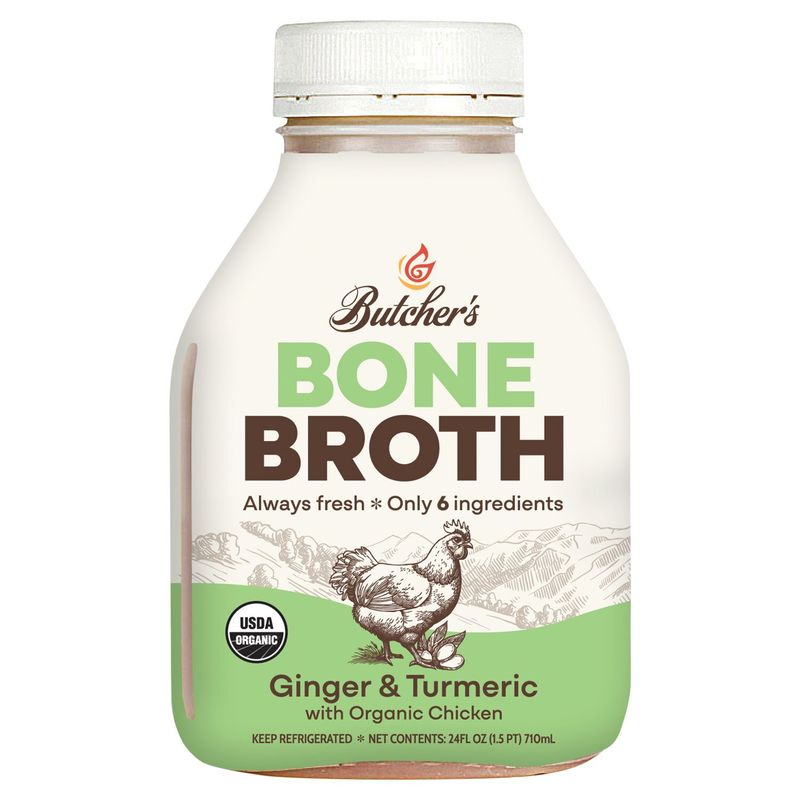 Butcher's Bone Broth Ginger &amp; Turmeric with Organic Chicken Broth, 24 fl oz