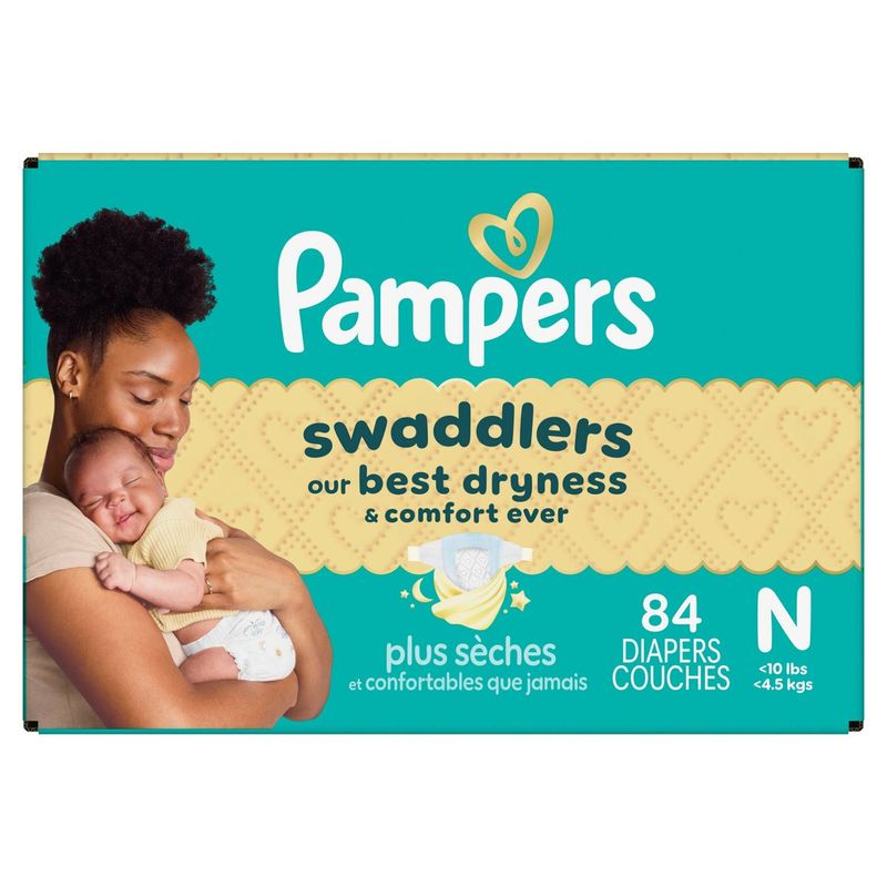 Pampers Swaddlers Diapers, Size N, <10 lbs, 84 count