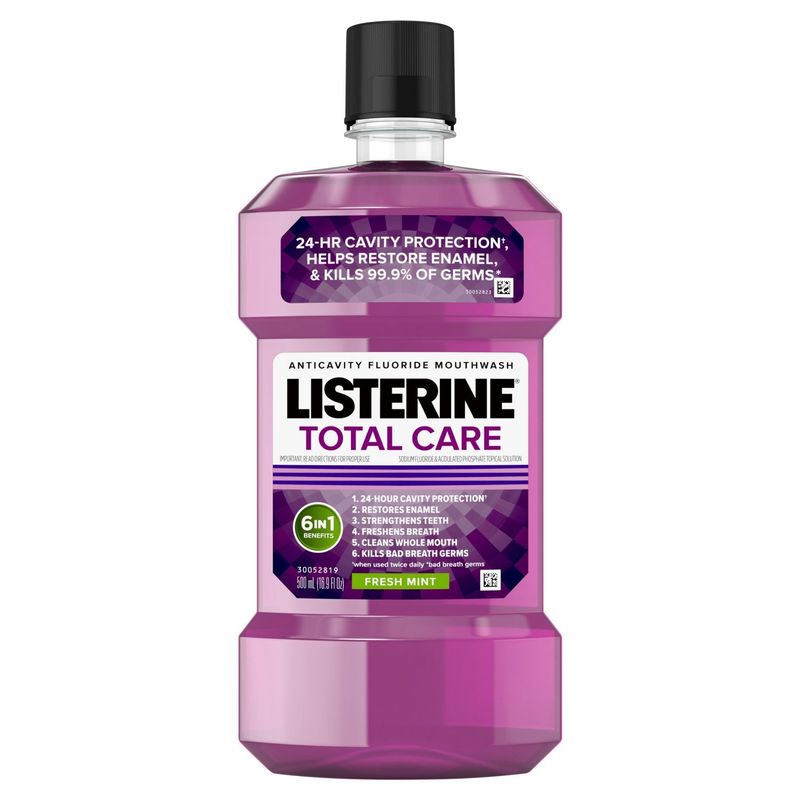 Listerine Total Care Anticavity Fluoride Mouthwash, Fresh Mint, 500 ML