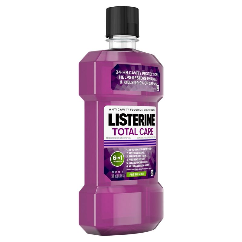 Listerine Total Care Anticavity Fluoride Mouthwash, Fresh Mint, 500 ML