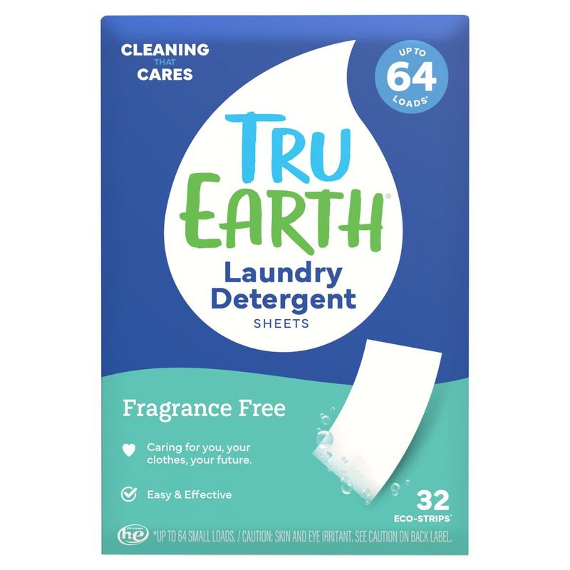 Tru Earth Fragrance Free Laundry Detergent Sheets, 64 loads, 32 count