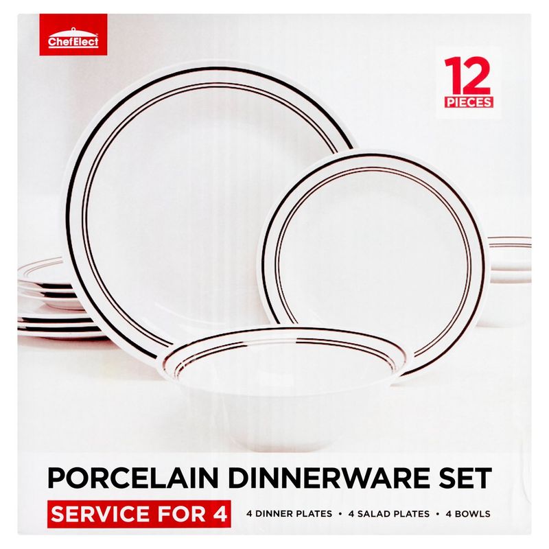 ChefElect Porcelain Dinnerware Set, 12 count