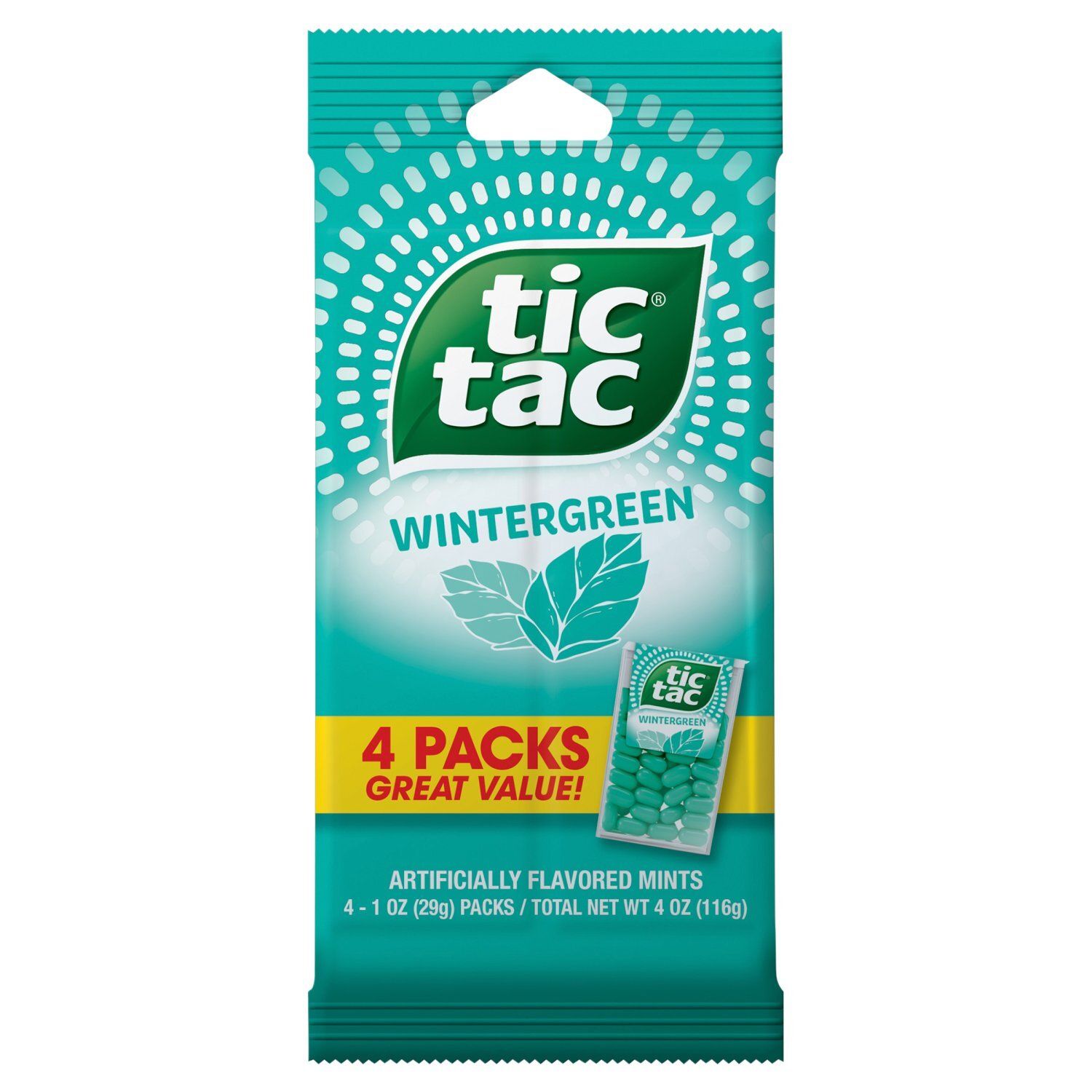 Tic Tac Wintergreen Mints Great Value, 1 oz, 4 count