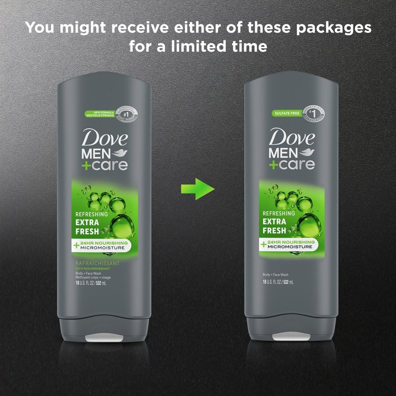 Dove Men+Care Extra Fresh Body + Face Wash, 18 fl oz