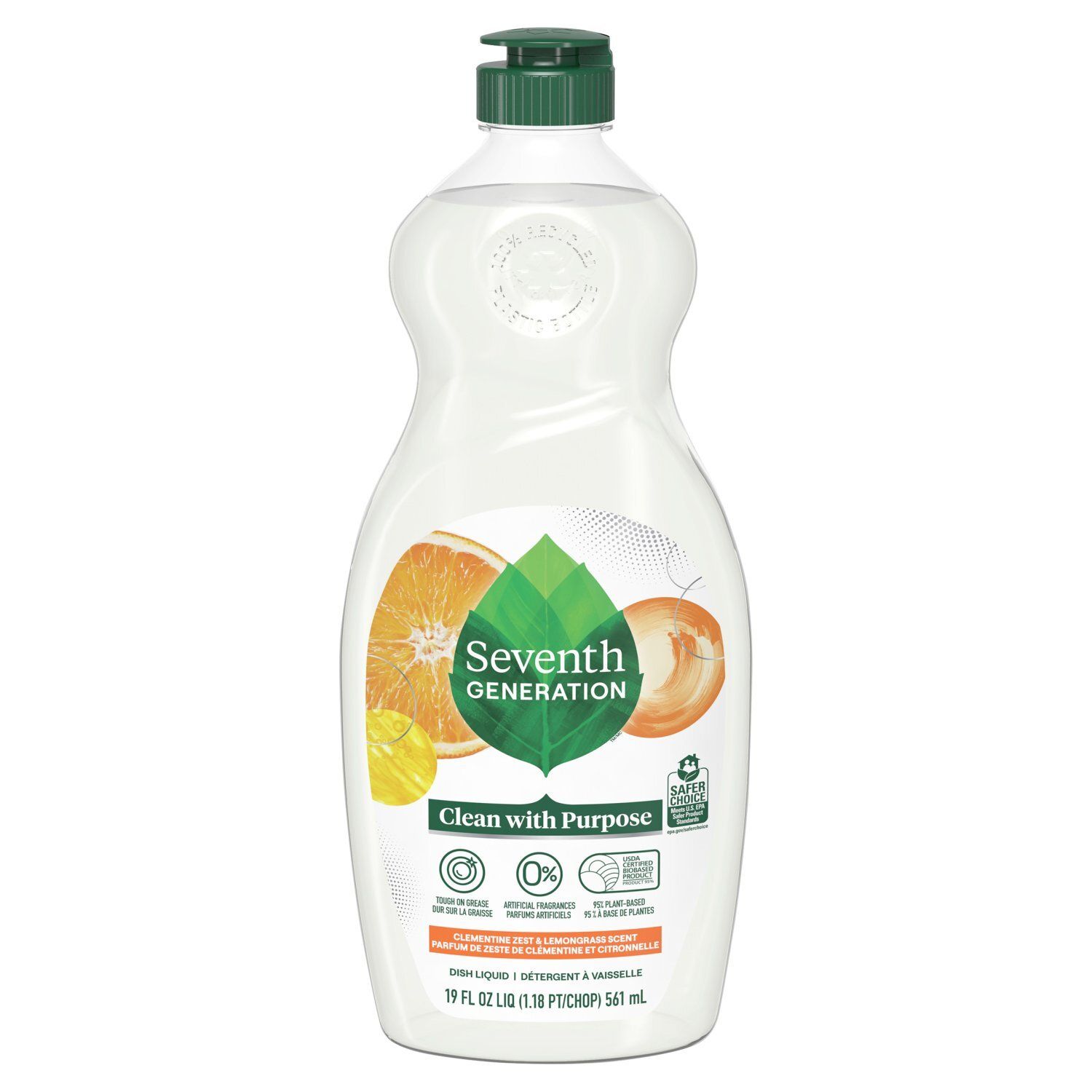 Seventh Generation Clementine Zest &amp; Lemongrass Scent Dish Liquid, 19 fl oz liq
