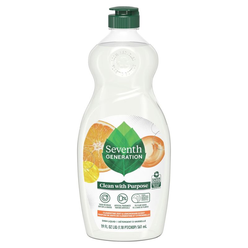 Seventh Generation Clementine Zest &amp; Lemongrass Scent Dish Liquid, 19 fl oz liq