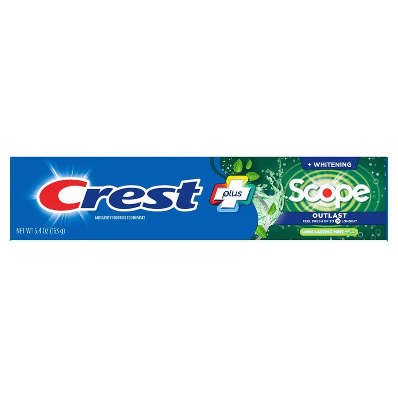 Crest Whitening Plus Scope Outlast Toothpaste, Long Lasting Mint, 5.4 oz