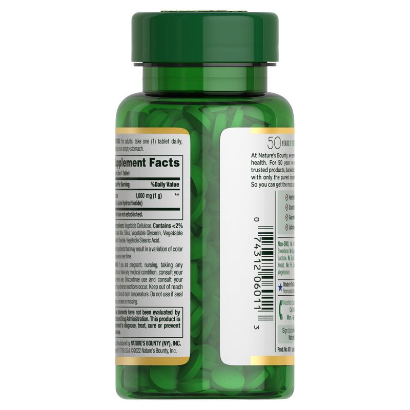 Nature's Bounty L-Lysine Coated Tablets, 1000 mg, 60 count