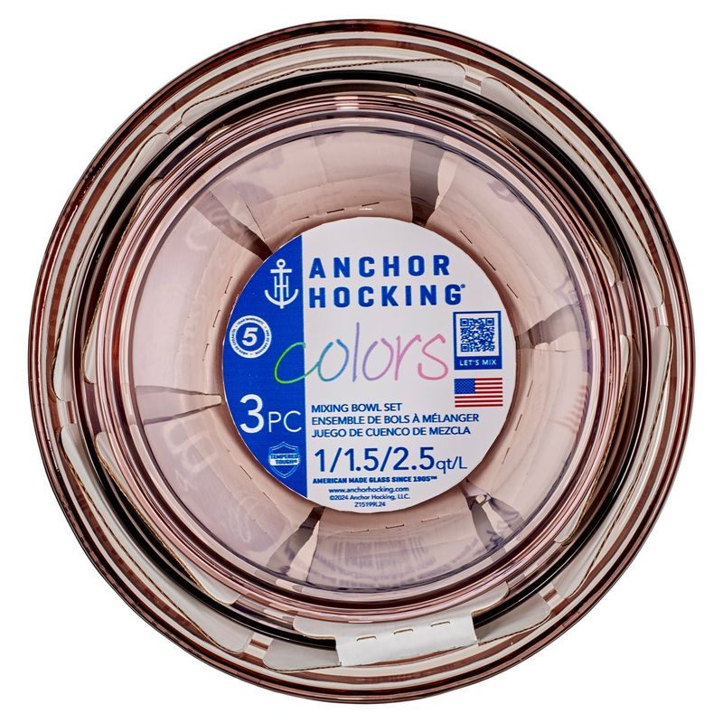 Anchor Hocking Colors Mixing Bowl Set, 3 count