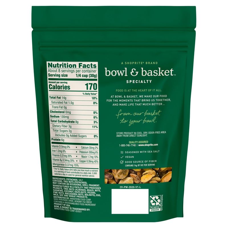 Bowl &amp; Basket Specialty Roasted &amp; Salted Shelled Pistachios, 8 oz