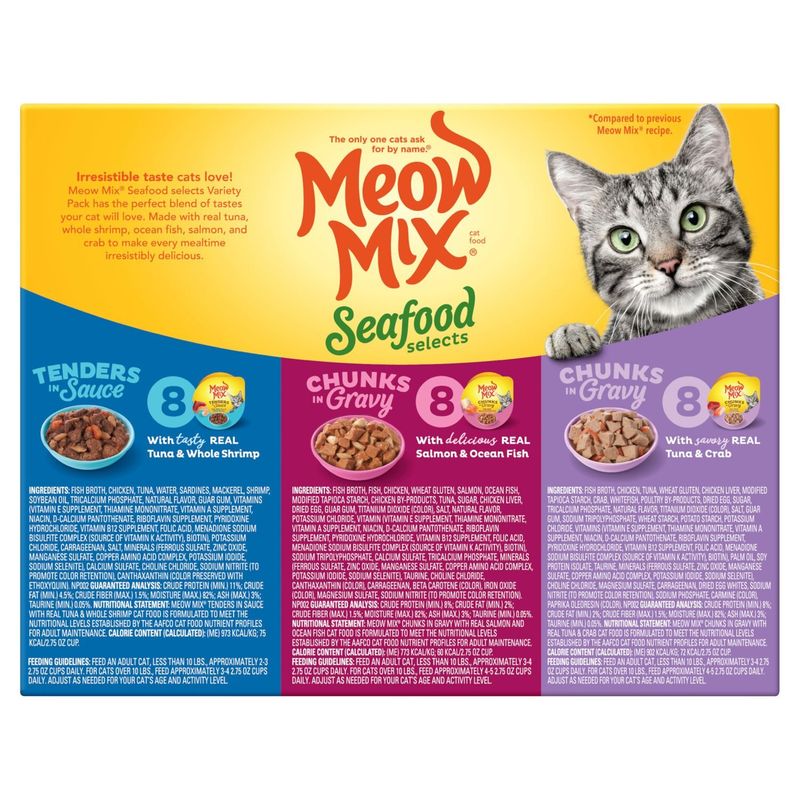 Meow Mix Seafood Selects Cat Food Variety Pack, 2.75 oz, 24 count