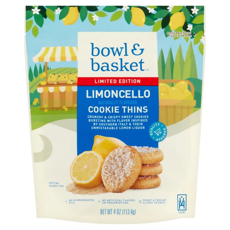 Bowl &amp; Basket Limoncello Cookie Thins Limited Edition, 4 oz