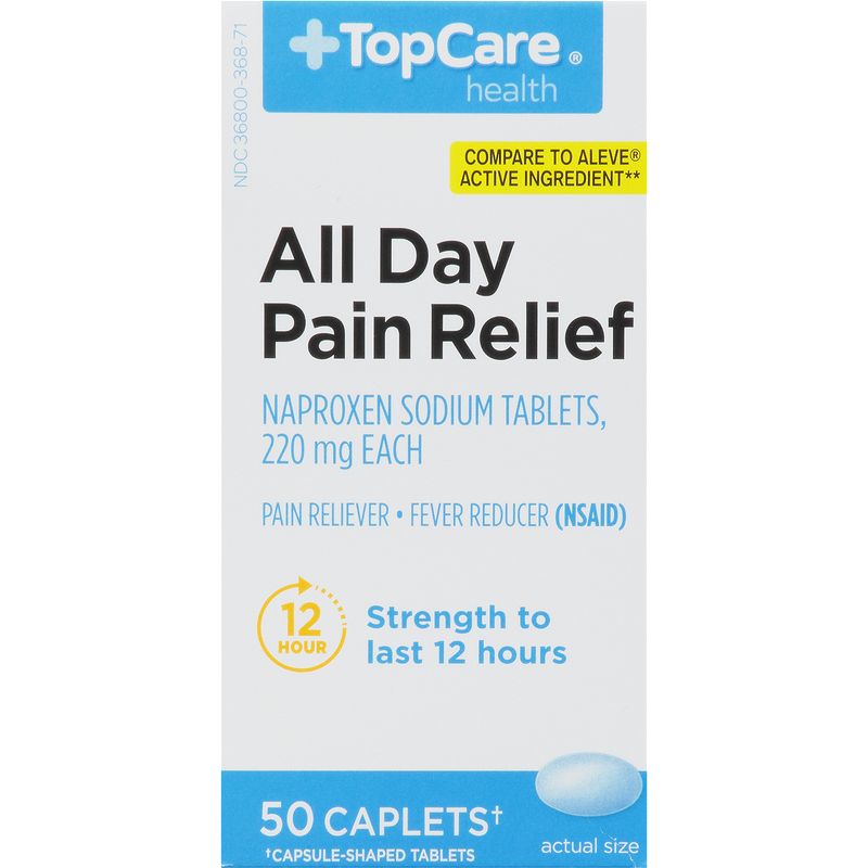 TopCare All Day Pain Relief Naproxen Sodium 220mg Caplets, 50 each