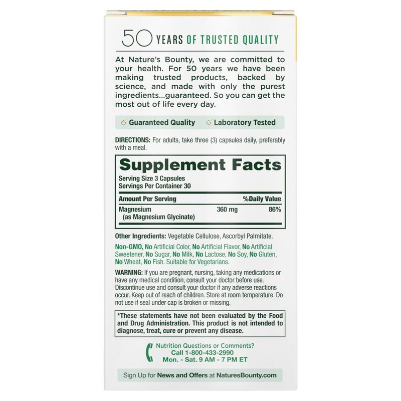 Nature's Bounty Advanced Magnesium Glycinate Mineral Supplement, 90 count