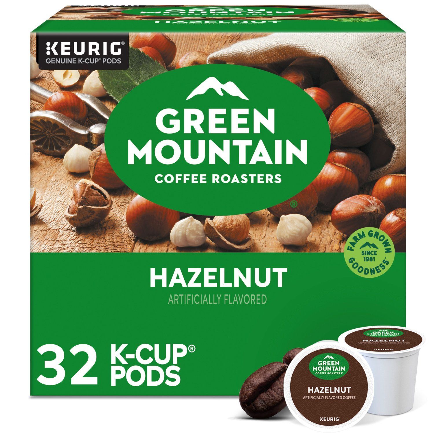 Green Mountain Coffee Roasters Hazelnut Coffee K-Cup Pods Value Раck, 32 count, 10.6 oz