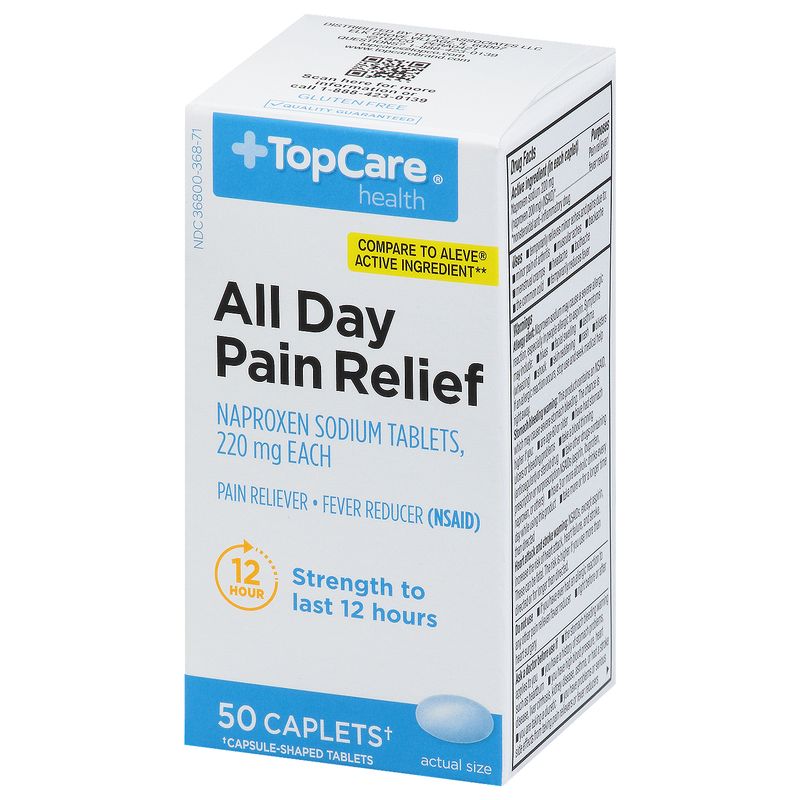 TopCare All Day Pain Relief Naproxen Sodium 220mg Caplets, 50 each