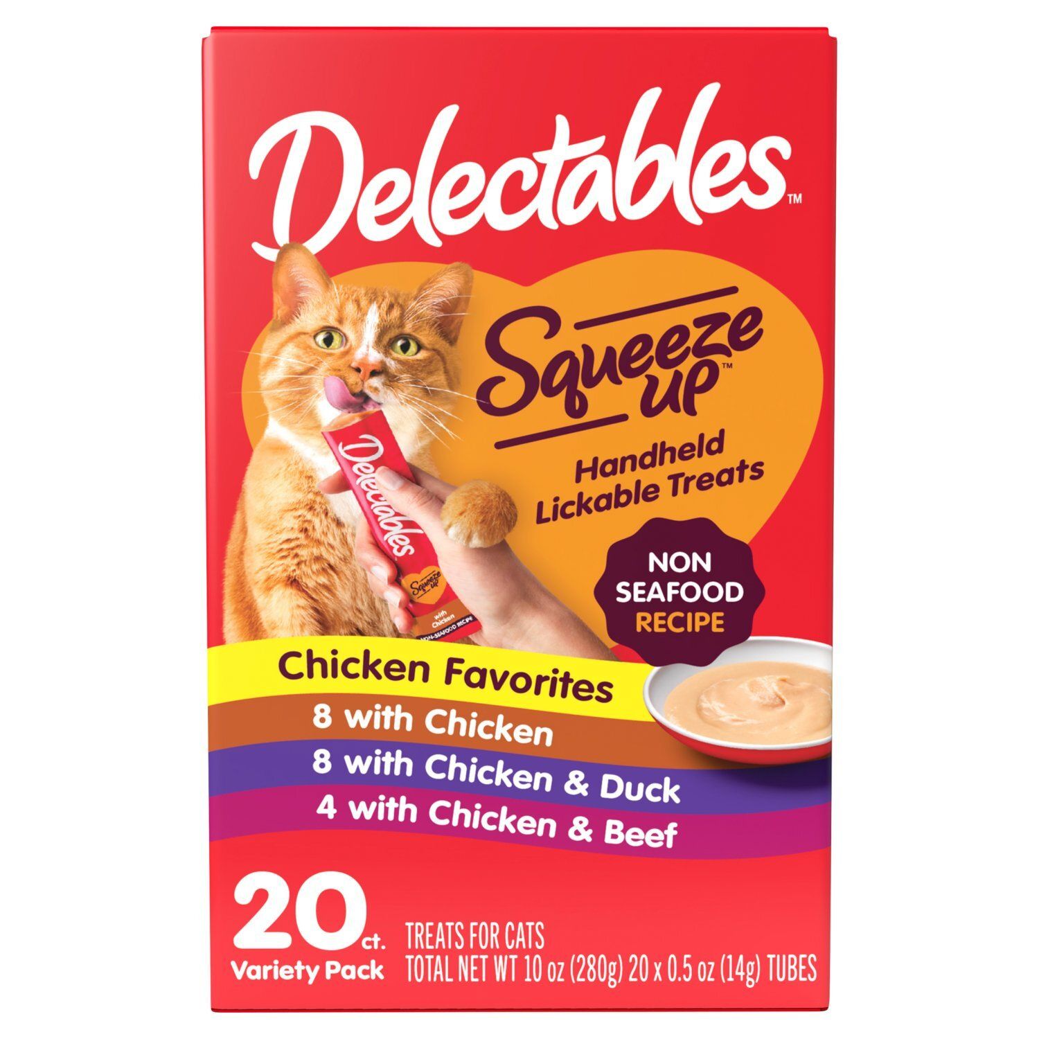 Delectables Squeeze Up Handheld Lickable Treats for Cats Variety Pack, 0.5 oz, 20 count
