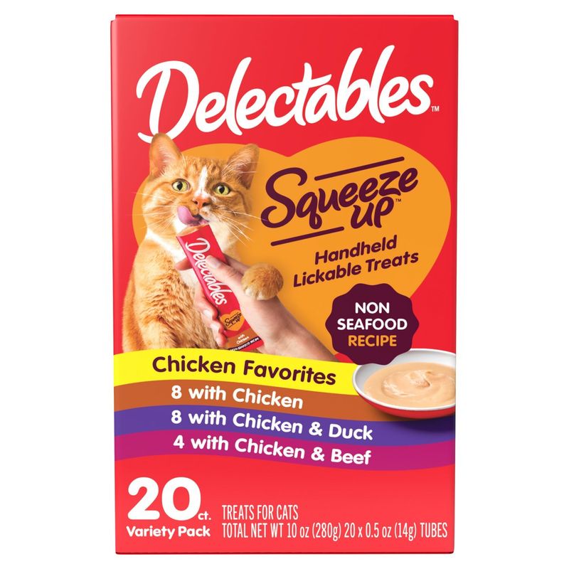 Delectables Squeeze Up Handheld Lickable Treats for Cats Variety Pack, 0.5 oz, 20 count