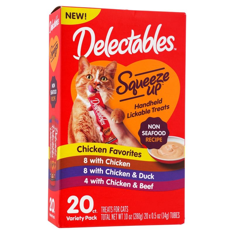 Delectables Squeeze Up Handheld Lickable Treats for Cats Variety Pack, 0.5 oz, 20 count