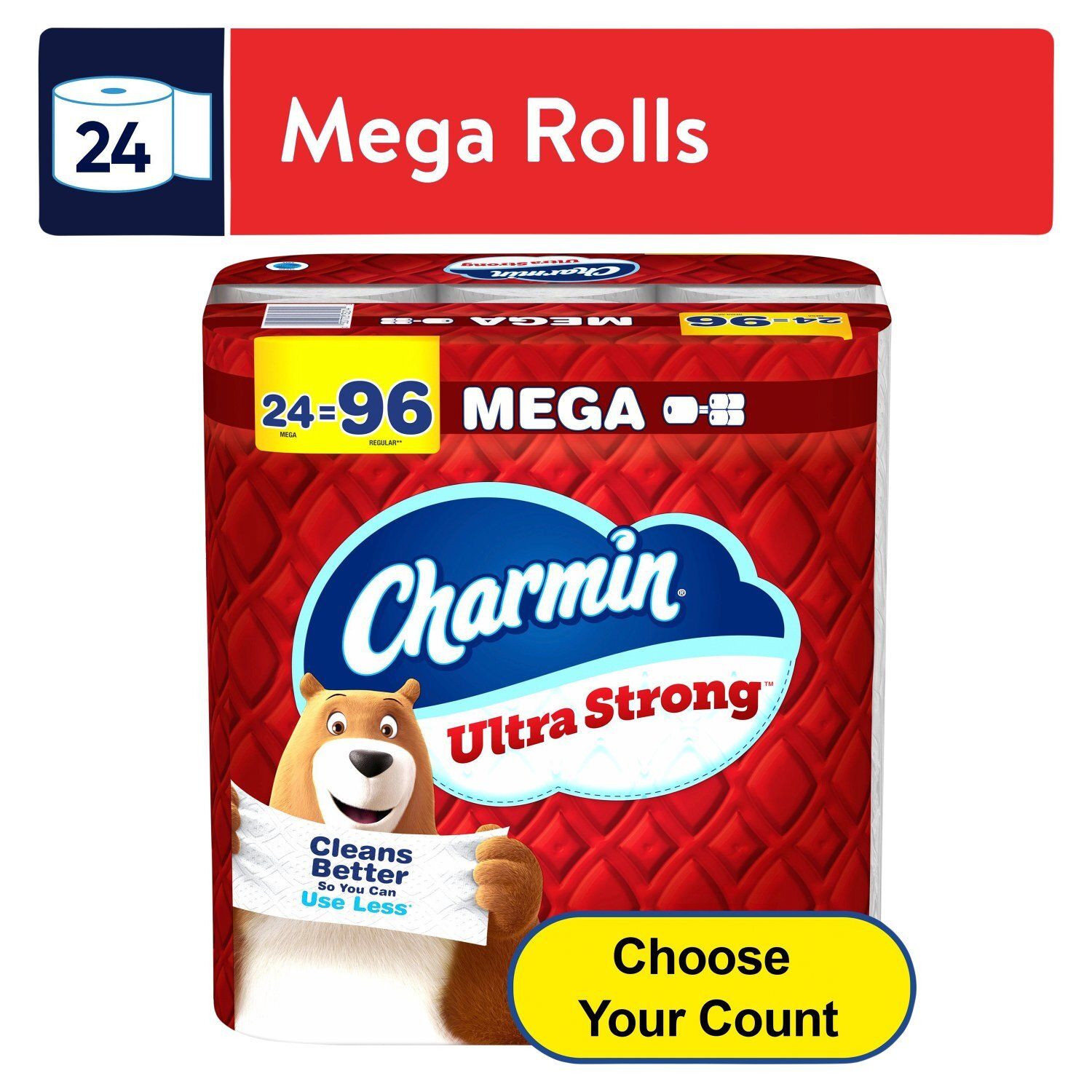 Charmin Ultra Strong Toilet Paper, 24 Mega Rolls