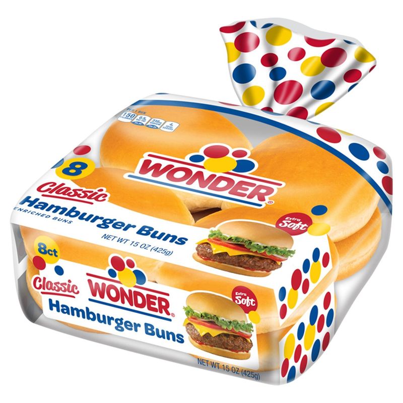 Wonder Classic Hamburger Buns, 8 count, 15 oz