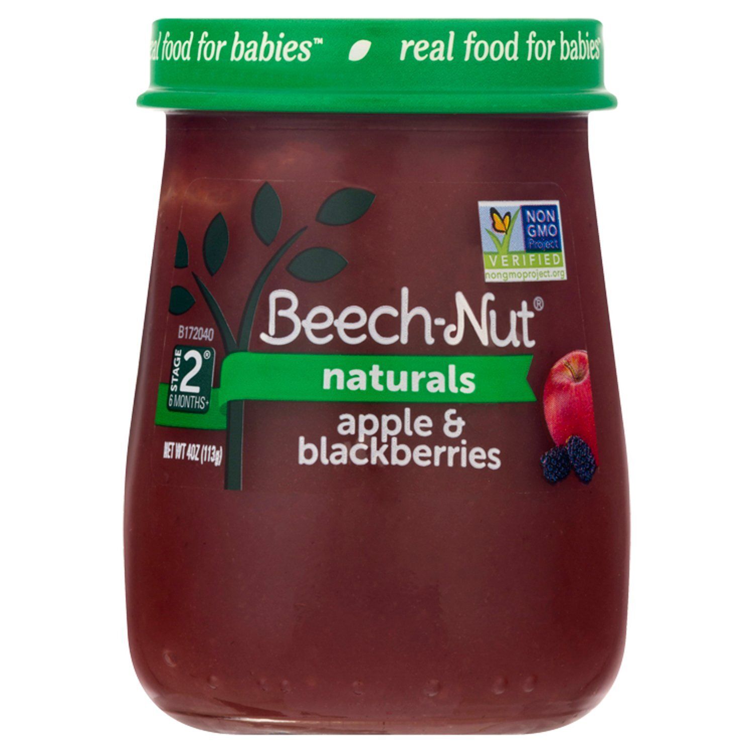 Beech-Nut Naturals Apple &amp; Blackberries Baby Food, Stage 2, 6 Months+, 4 oz