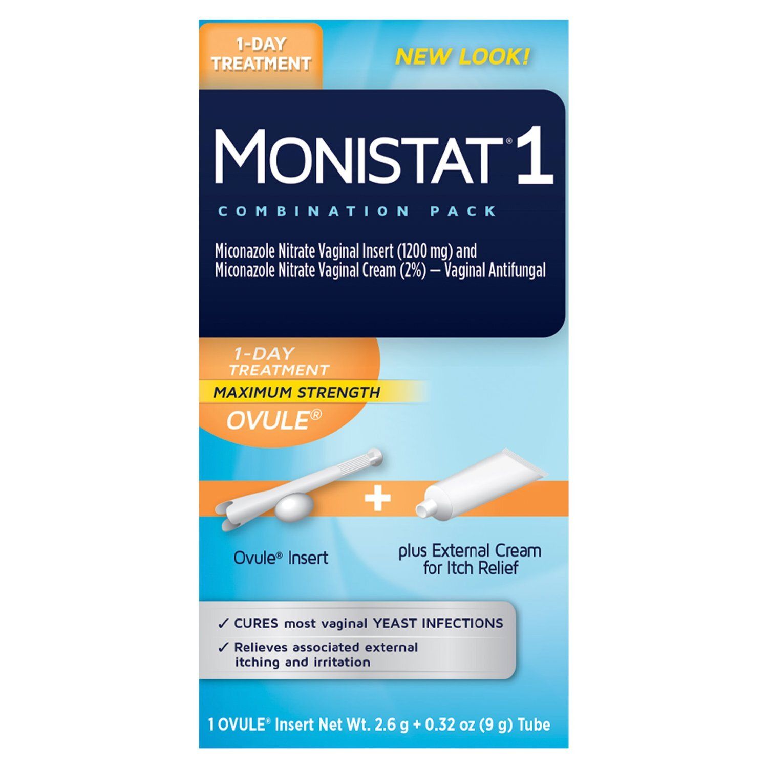Monistat 1-Day Treatment Maximum Strength Ovule Insert Plus External Cream Combination Pack, 1 count