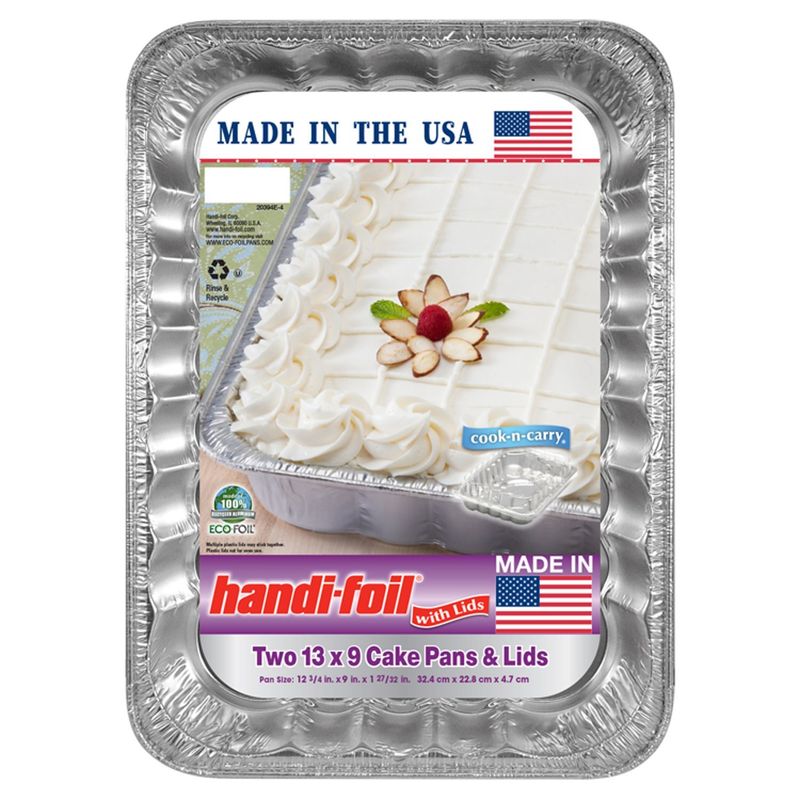 Handi Foil 13x9 Cake Pans &amp; Lids, 2 Count
