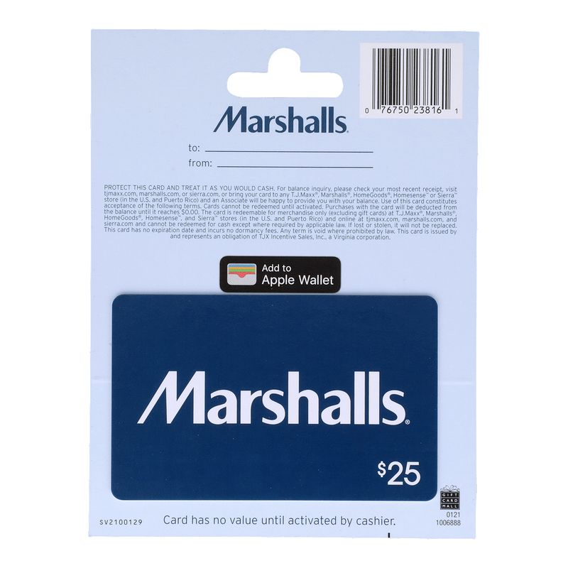 Marshall's $25 Gift Card   , 1 each