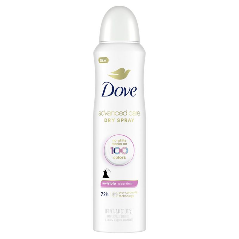Dove Advanced Care Dry Spray Invisible Clear Finish Antiperspirant Deodorant, 3.8 oz
