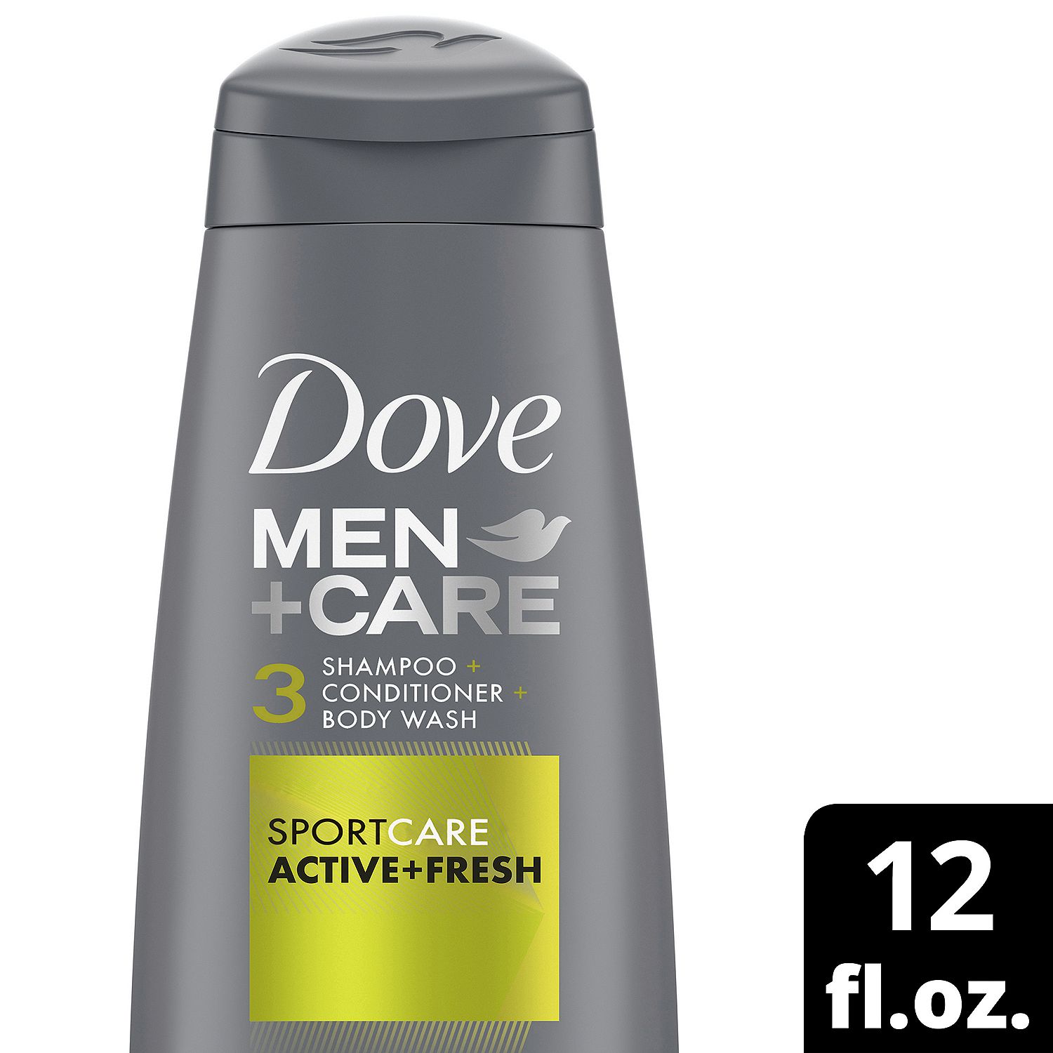 Dove Men+Care Sport Care Active+Fresh 3 in 1 Shampoo + Conditioner + Body Wash, 12 fl oz