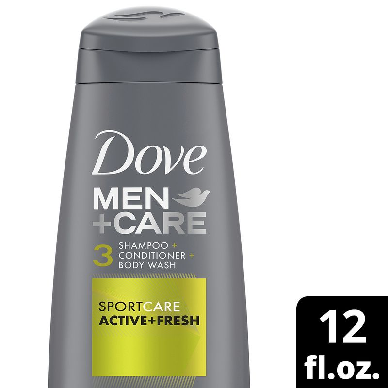 Dove Men+Care Sport Care Active+Fresh 3 in 1 Shampoo + Conditioner + Body Wash, 12 fl oz